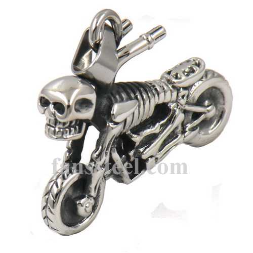 FSP17W18 skull riding motor cycle pendant - Click Image to Close